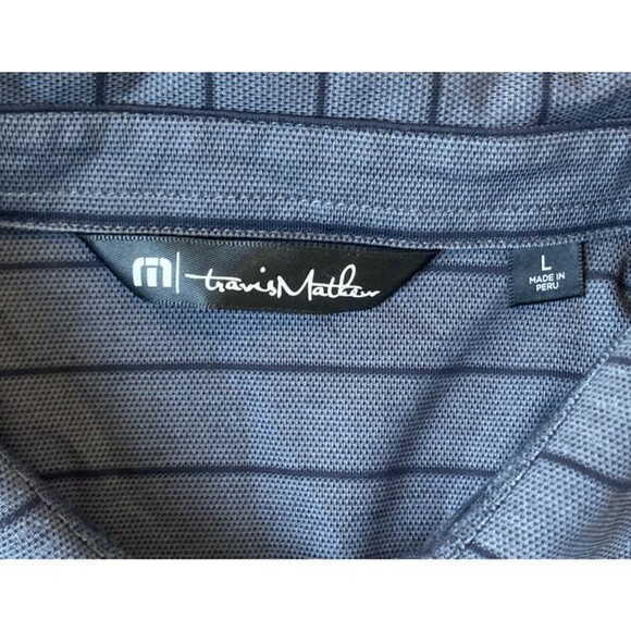 Travis Mathew Large Golf Polo Short Sleeve Pullover Gray Striped Lightweight - Picture 3 of 6